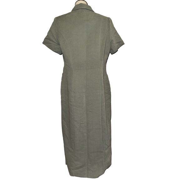 Jessica Howard Vintage Olive Green Button Front Form Fitting Size 12 Petite - Picture 2 of 5